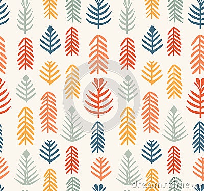 Scandinavian simple forest tree, vector seamless pattern. Modern design for textile fabric Vector Illustration