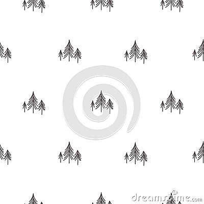 Scandinavian simple forest tree on white vector seamless pattern. Vector Illustration