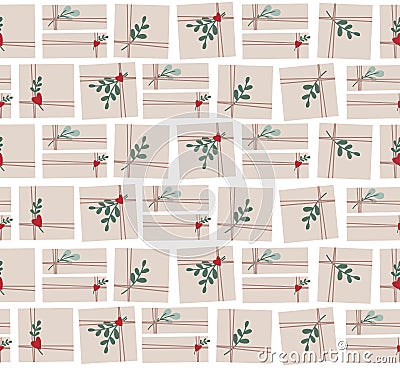 Scandinavian style gift boxes. Gentle holiday pattern for operetta paper Vector Illustration