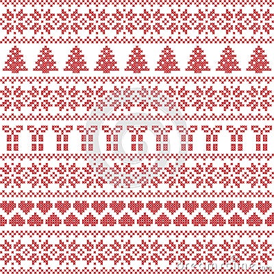 Scandinavian style, Nordic winter sweater stitch, knit pattern Vector Illustration