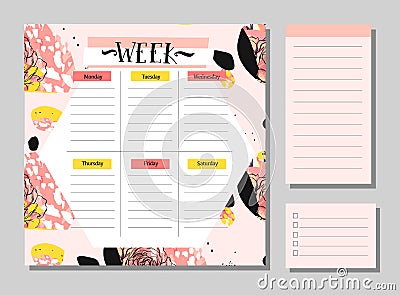 Scandinavian Weekly and Daily Planner Template. Organizer and Schedule with Notes and To Do List. Vector. Vector Illustration