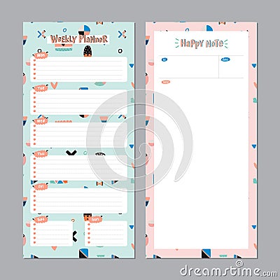 Scandinavian Weekly and Daily Planner Vector Illustration