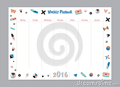 Scandinavian Weekly and Daily Planner Vector Illustration