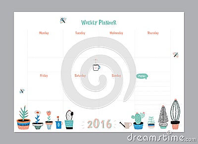 Scandinavian Weekly and Daily Planner Vector Illustration