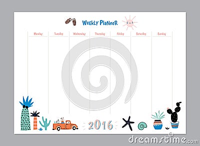 Scandinavian Weekly and Daily Planner Vector Illustration