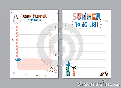 Scandinavian Weekly and Daily Planner Vector Illustration