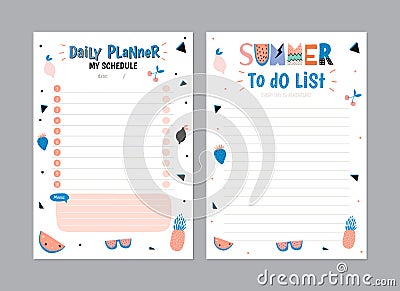 Scandinavian Weekly and Daily Planner Vector Illustration