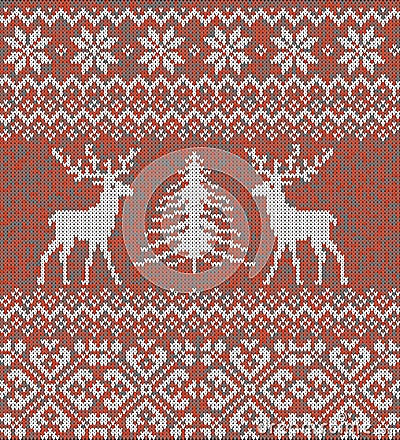 Scandinavian winter ornament. Cristmas seamless knitted pattern. Vector Illustration