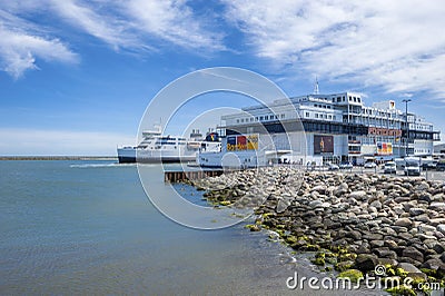 The Scandlines ferry in the port of Puttgarden Editorial Stock Photo