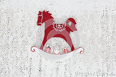 Nordic Style Christmas Ornament On White Jute Stock Photo