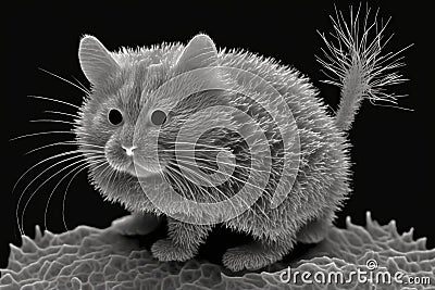 A scanning electron micrograph of cat, created with Generative AI technology Stock Photo