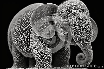 scanning electron micrograph of elephant, , created with Generative AI technology Stock Photo