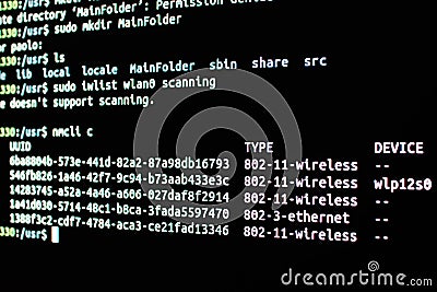 Scanning wifi networks available with security level and signal Stock Photo