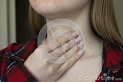 scar after surgery on woman neck Stock Photo