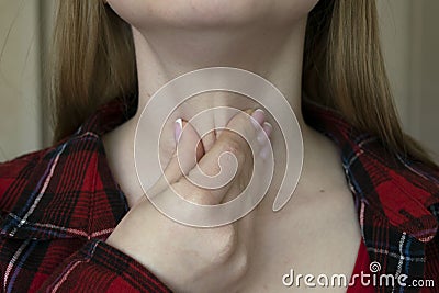 scar after surgery on woman neck Stock Photo