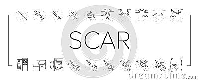 Scar After Trauma Or Surgery Icons Set Vector Vector Illustration