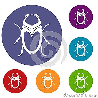 Scarab beetle icons set Vector Illustration