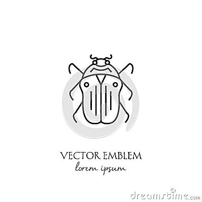 Scarab beetle line icon isolated on white background Vector Illustration