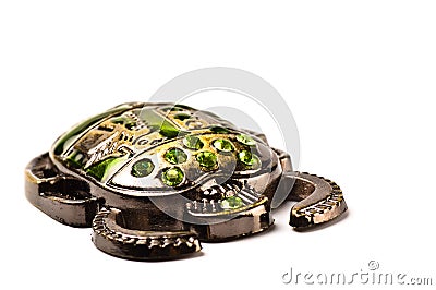 Scarab with gems isolated on white Stock Photo