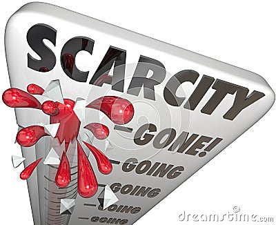 Scarcity Limited Inventory Stock Running Low Going Gone Thermometer Stock Photo