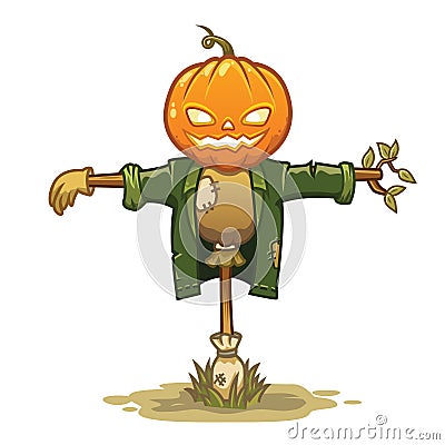 Scarecrow Cartoon Vector Illustration On White Background Vector Illustration