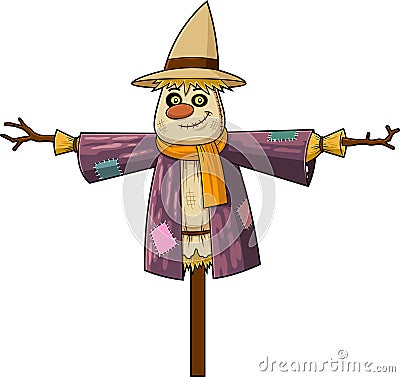 Cute Autumn Scarecrow Cartoon Character Vector Illustration