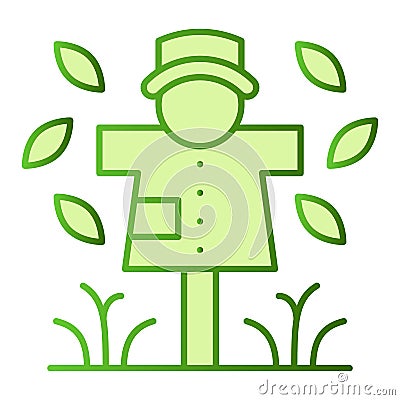 Scarecrow flat icon. Garden doll green icons in trendy flat style. Jackstraw gradient style design, designed for web and Vector Illustration