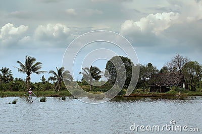 Scarecrow lake to chase the teal Stock Photo