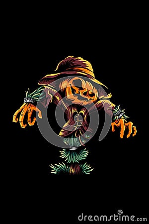 Scarecrow monster pumpkin vector illustration Vector Illustration