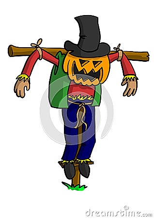 Scarecrow with Pumpkin Head Stock Photo