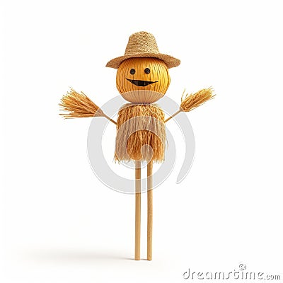 Scarecrow With Straw: A Charming And Photorealistic Still Life Stock Photo