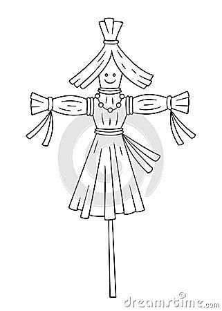 Scarecrow of winter as symbol of Maslenitsa or Pancake week Shrovetide. Vector Illustration