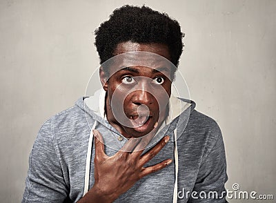 Scared black man face. Stock Photo