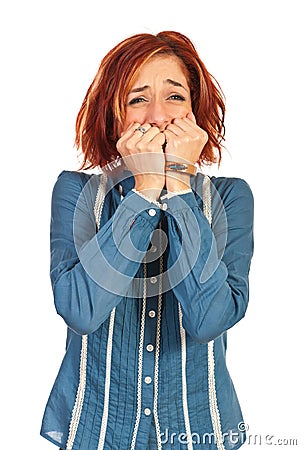 Scared business woman Stock Photo