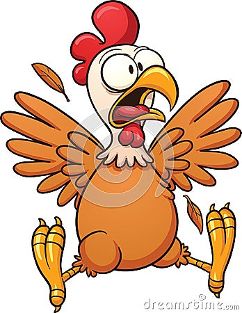 Scared cartoon chicken Vector Illustration