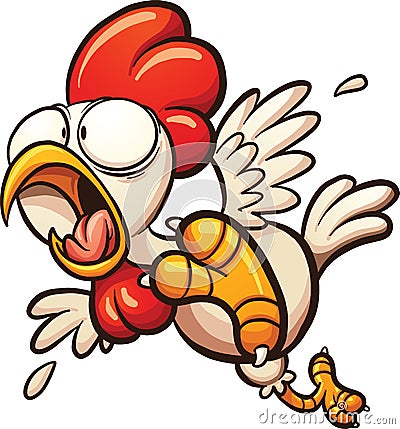 Scared cartoon chicken Vector Illustration