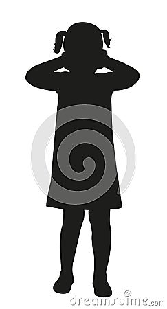 A scared child, covering with hands her ears Vector Illustration