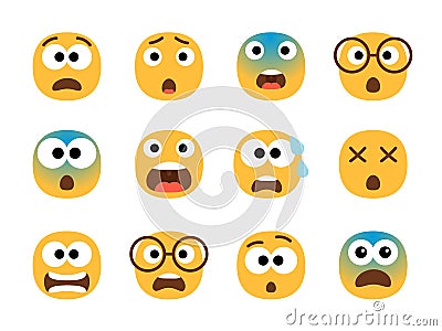 Scared emoticon faces Vector Illustration