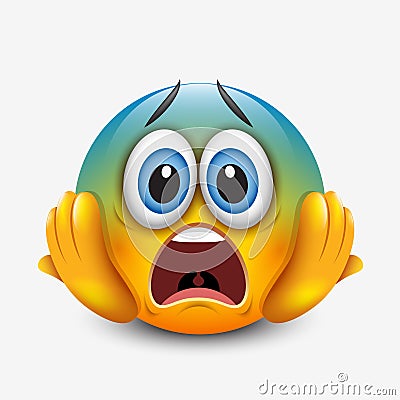 Scared emoticon holding head, emoji, smiley - vector illustration Vector Illustration