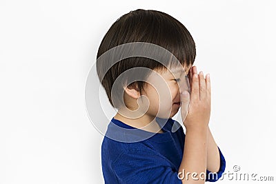 Scared Excited Small Asian Boy Portrait Concept Stock Photo