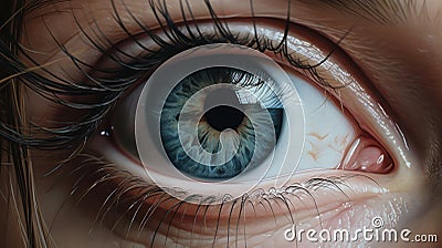 Scared Eyes Hyperrealism: Stunning 8k Illustration Of Blue Eyes Cartoon Illustration