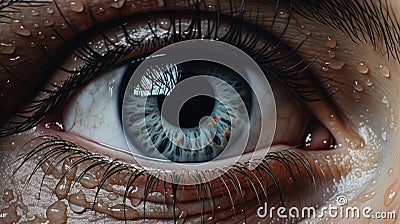 Scared Eyes: Hyperrealistic Art With Eerily Realistic Water Drops Stock Photo