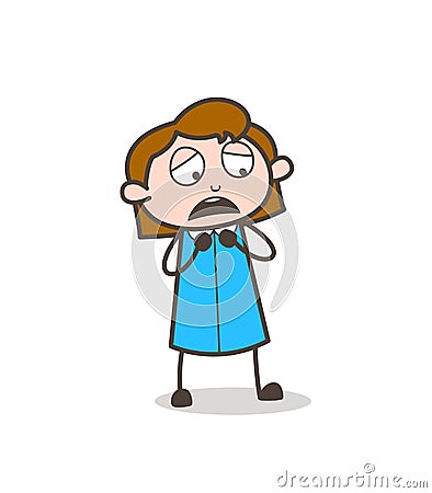 Scared Girl Crying Face Vector Stock Photo