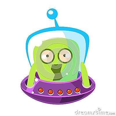 Scared green alien, cute cartoon monster. Colorful vector character Vector Illustration