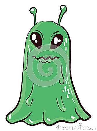 Scared green alien, illustration, vector Vector Illustration