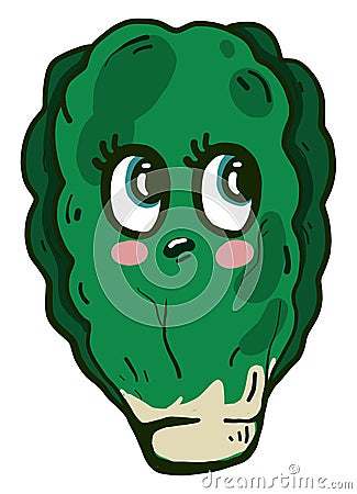 Scared green lettuce, illustration, vector Vector Illustration