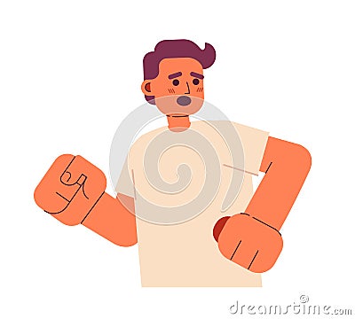 Scared guy running away semi flat color vector character Vector Illustration