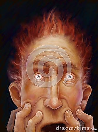 Scared male face Cartoon Illustration