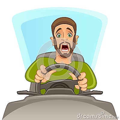 Scared man driving Vector Illustration