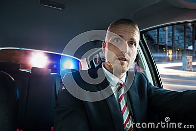 Scared man pulled over by police Stock Photo